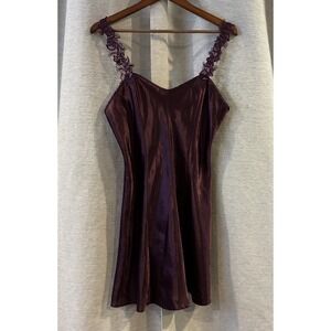 VTG California Miss Nightie Purple Beaded Lace Straps Lingerie Teddy Medium